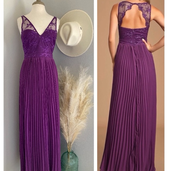 ❤️ Lulus Petals and Pleats Purple Lace Pleated Maxi Dress - Picture 13 of 13